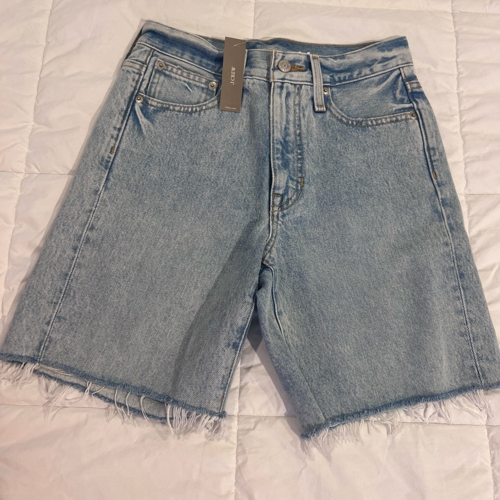 Jcrew mid length jean shorts
